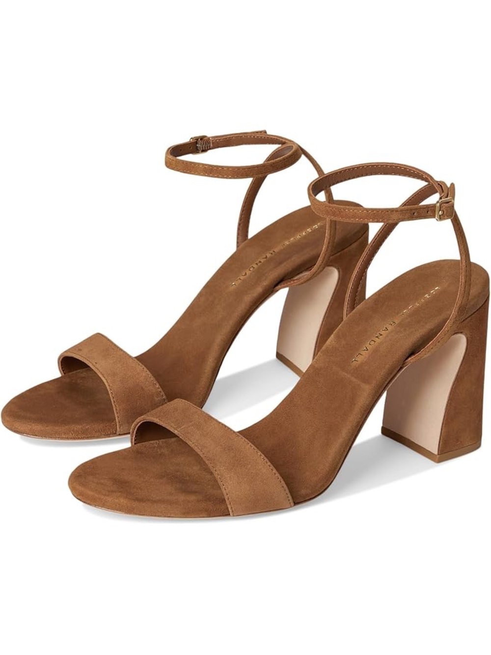 Loeffler Randall Malia Suede Ankle-Strap Block Heel Sandals in Brown 7